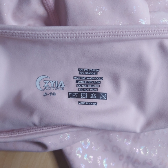 Zyia Active Pink Holo Foil Leopard Print Leggings - Picture 7 of 9